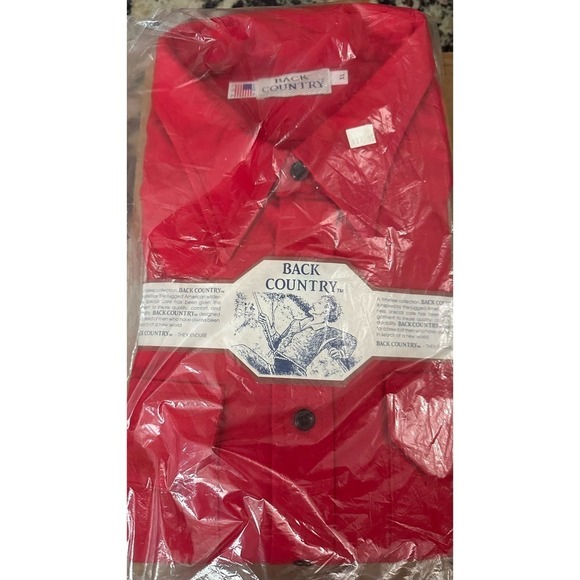 Vintage NWT Deadstock BACK COUNTRY Red Cotton Flannel Button Down Shirt Men’s XL - Picture 1 of 3